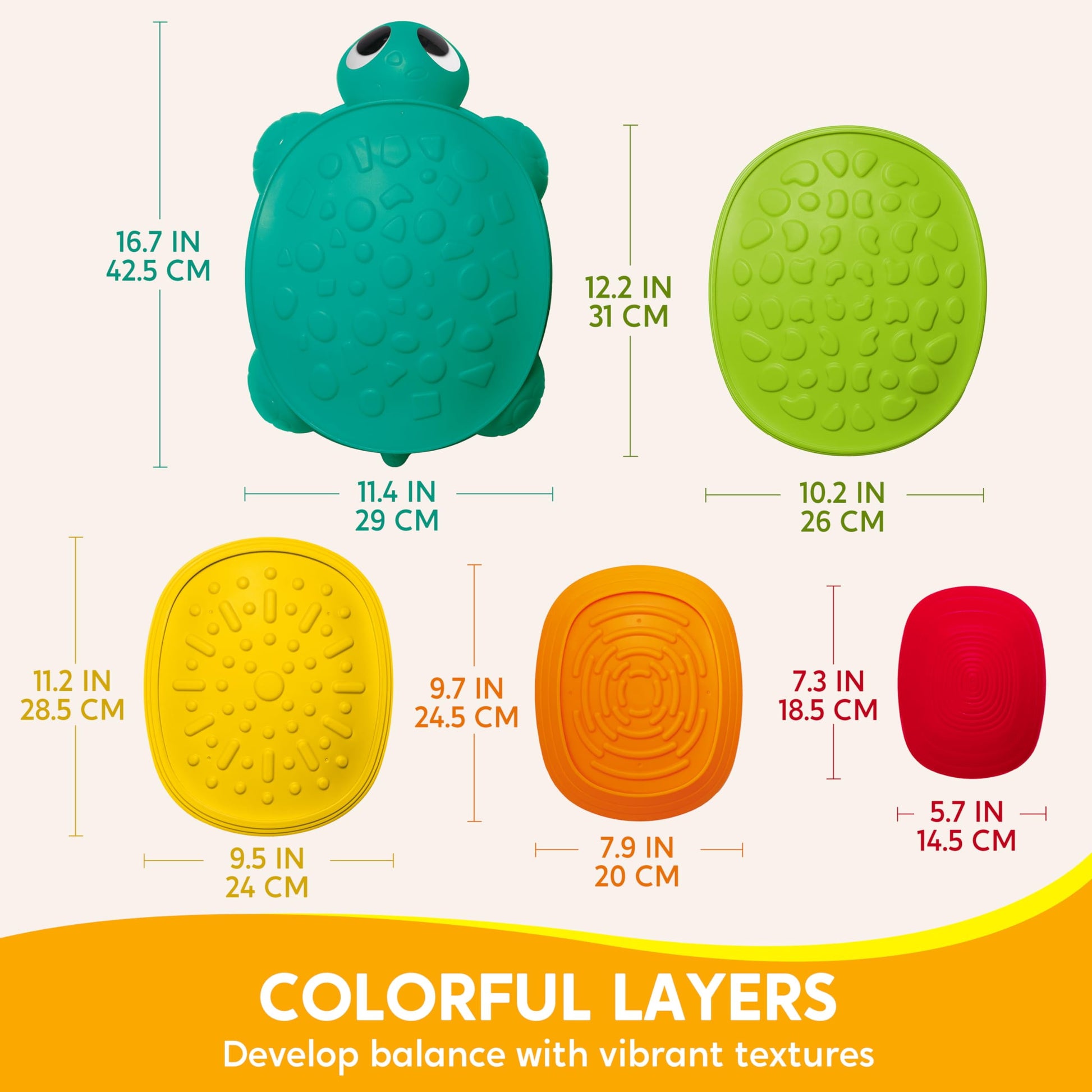 Joyfy 5 Pack Turtle Balance Stepping Stones for Kids Obstacle Course Coordination Sensory Game