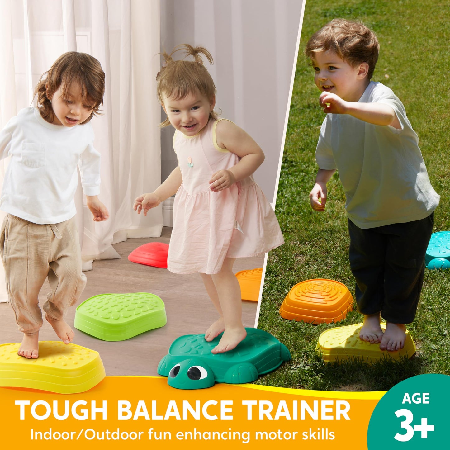 Joyfy 5 Pack Turtle Balance Stepping Stones for Kids Obstacle Course Coordination Sensory Game