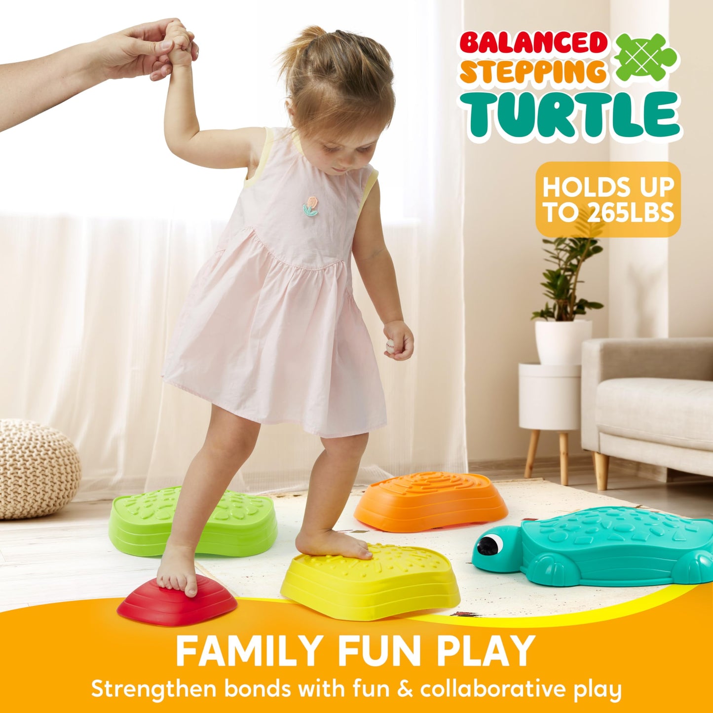 Joyfy 5 Pack Turtle Balance Stepping Stones for Kids Obstacle Course Coordination Sensory Game