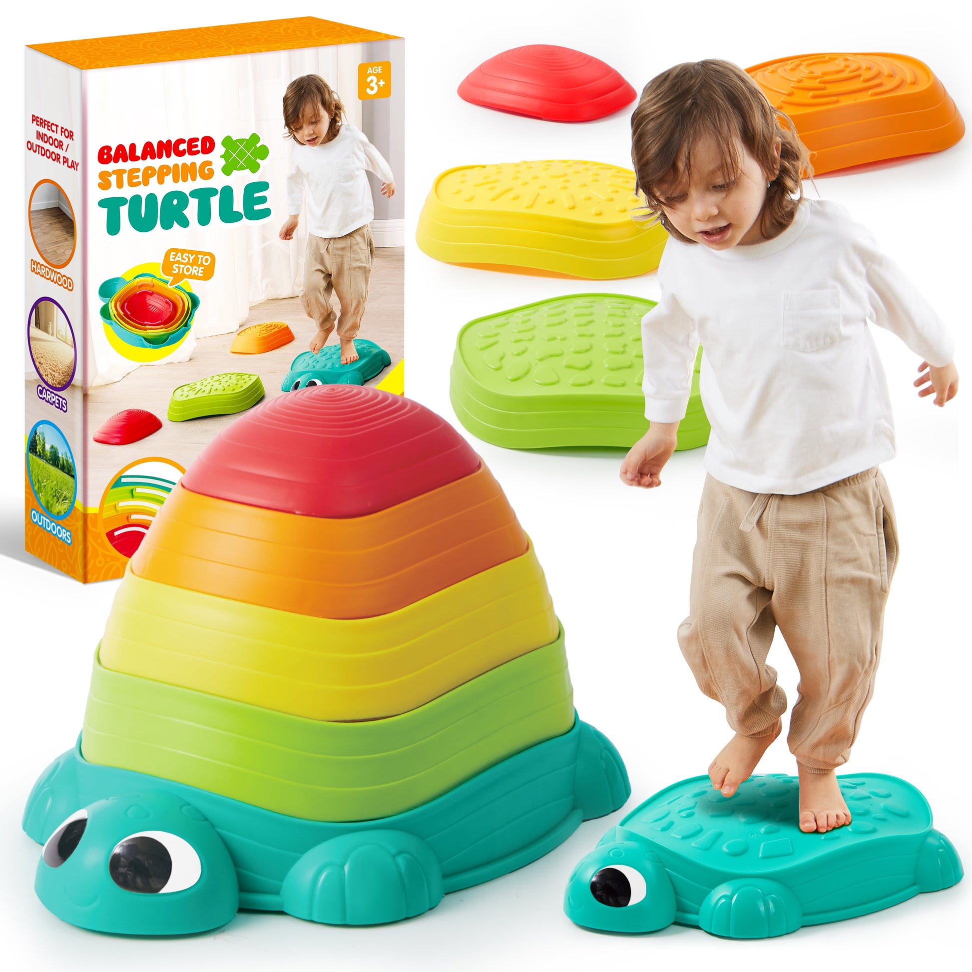 Joyfy 5 Pack Turtle Balance Stepping Stones for Kids Obstacle Course Coordination Sensory Game