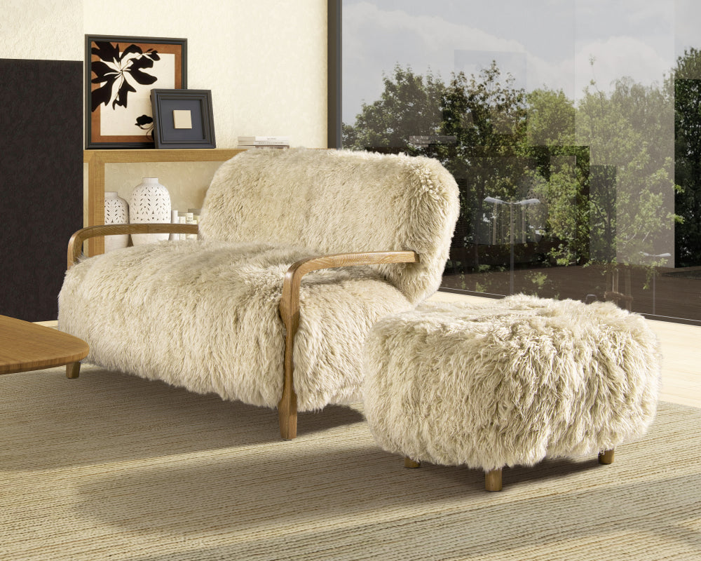 52.5" New Zealand Sheepskin Accent Loveseat,sofa set living room furniture,couch,muebles de la sala, living room furniture,